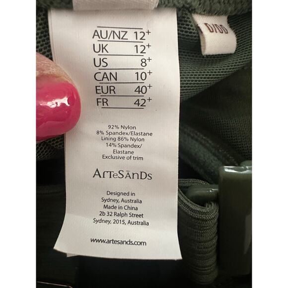 ARTESANDS Olive Green Aria Botticelli Convertible One-Piece Swimsuit - Sz 8 D/DD - Picture 4 of 5